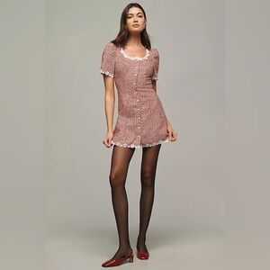 NWT Size 6 Reformation Anabella Tweed Dress Red and White Checkered Gingham